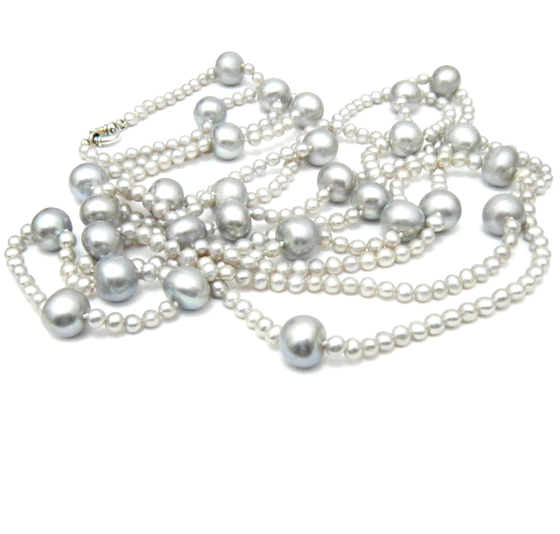 Pale Grey Two Size Rope Necklace